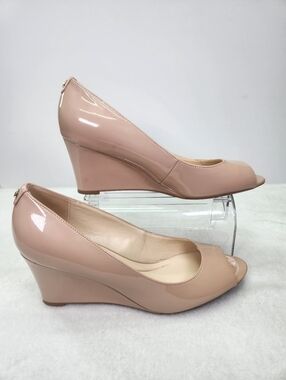 Nine West  Blush Patent Peep-Toe Wedge Heels Size 11